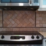 Herringbone pattern tile backsplash v2